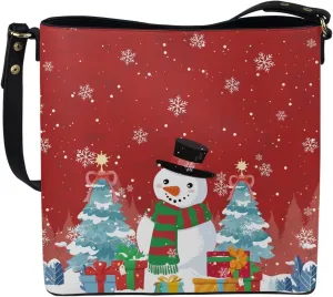 Waterproof Bucket Bags for Women, Crossbody Bag for Women Handbags PU Leather Shoulder Bags, 11x 4.5x 11.4