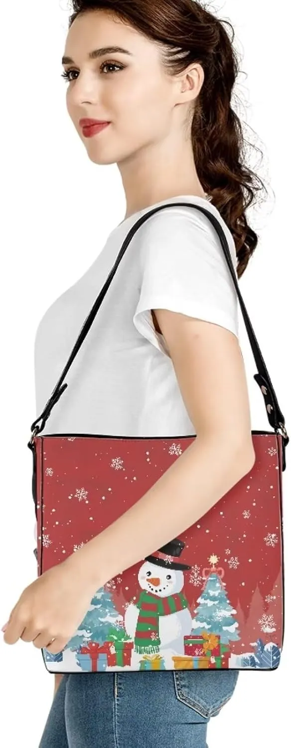 Waterproof Bucket Bags for Women, Crossbody Bag for Women Handbags PU Leather Shoulder Bags, 11x 4.5x 11.4