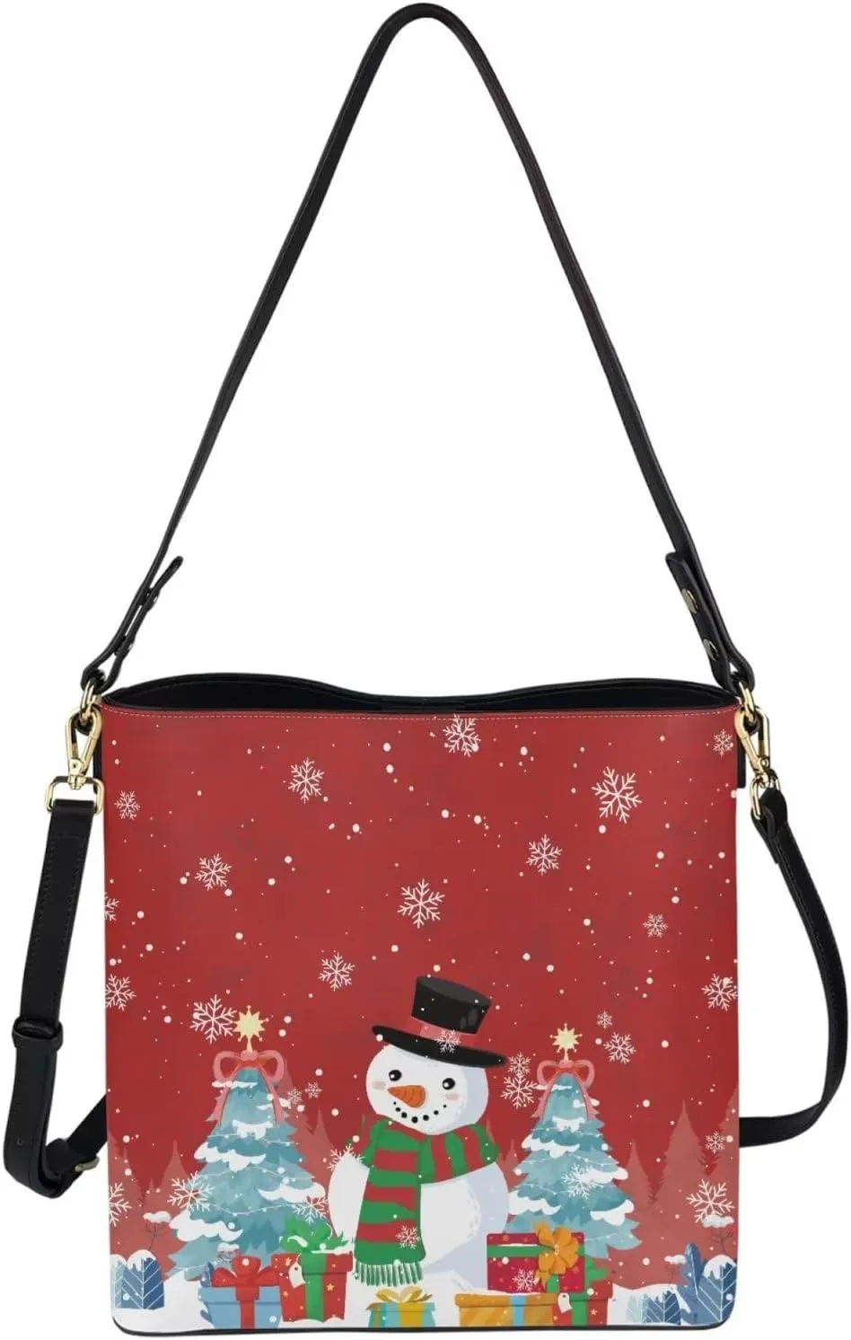 Waterproof Bucket Bags for Women, Crossbody Bag for Women Handbags PU Leather Shoulder Bags, 11x 4.5x 11.4