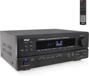 Wireless Bluetooth Power Amplifier System - 420W 5.1 Channel Home Theater Surround Sound Audio Stereo Receiver Box w/RCA, AUX, Mic w/Echo, Remote - for Subwoofer Speaker - Pyle PT588AB.6