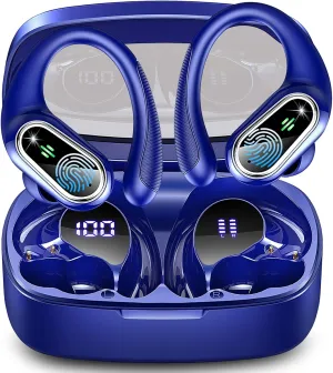 Wireless Earbuds, Bluetooth 5.3 Headphones Sport, Bluetooth Ear Buds with Noise Canceling Mics, 50H Stereo Wireless Headphones with EarHooks, LED Display, IP7 Earphones for Running