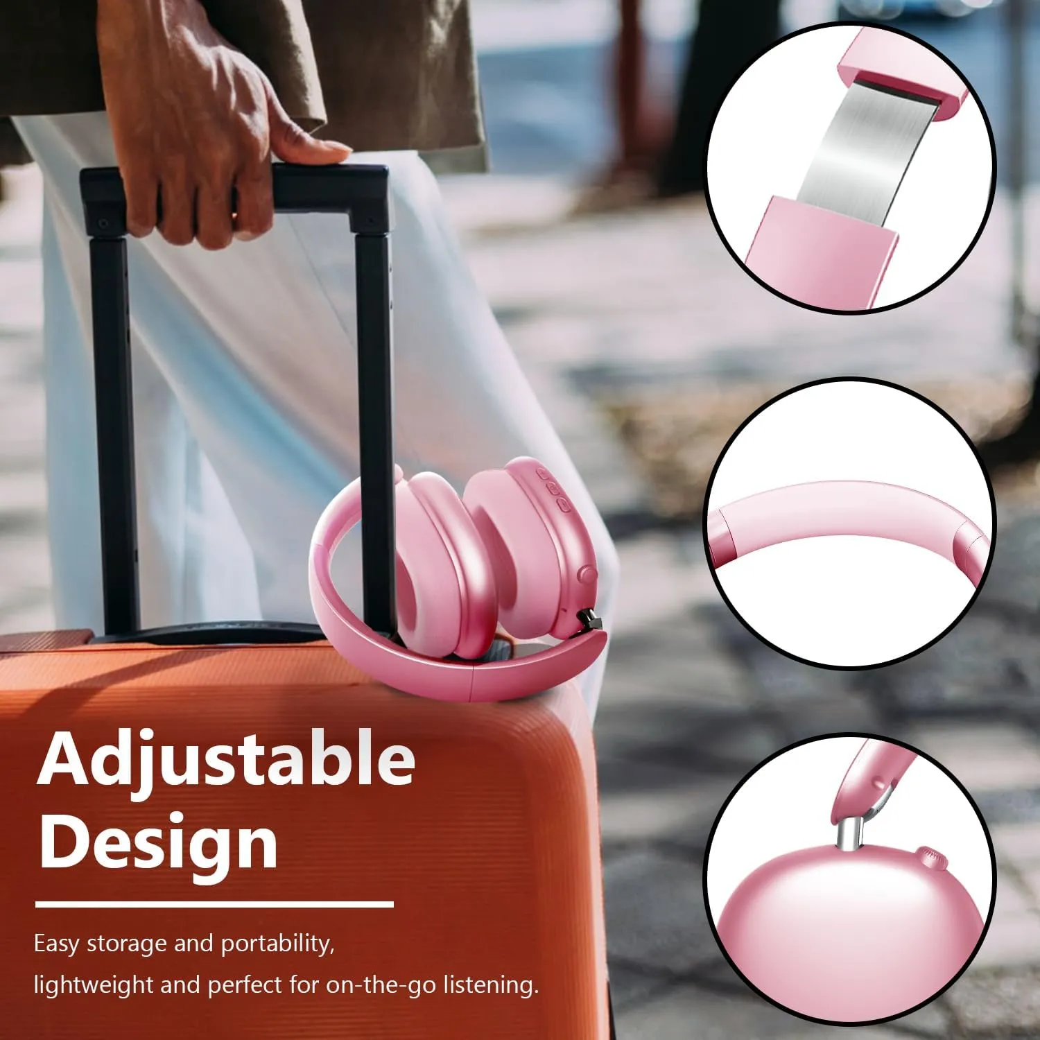 Y01 Wireless Over Ear Headphones, Noise Canceling Bluetooth 5.3 Headphones with Microphones,Hi-Res Audio,48H Playtime,Foldable,Breathable Soft Earpads for iOS/Android/Samsung/PC-Pink