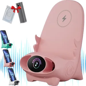 Yamajifactory Phone Holder Charger, 2024 Mini Chair Wireless Fast Charger Multifunctional Phone Holder, Portable Mini Chair Wireless Charger with Speaker and Incense, Adapts to All Phones (1pc-Pink)
