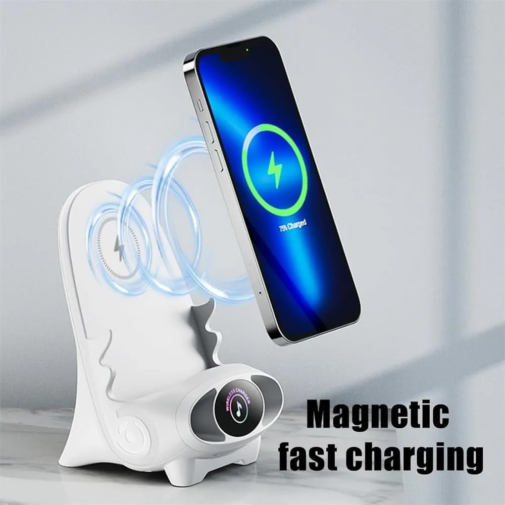 Yamajifactory Phone Holder Charger, 2024 Mini Chair Wireless Fast Charger Multifunctional Phone Holder, Portable Mini Chair Wireless Charger with Speaker and Incense, Adapts to All Phones (1pc-Pink)
