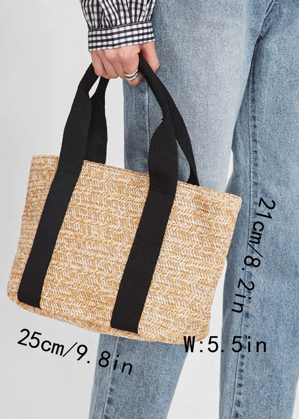 YAQUNICER Women Tote Bag Faux Straw Handbag Fashion Beach Bags Bucket Bags Purse