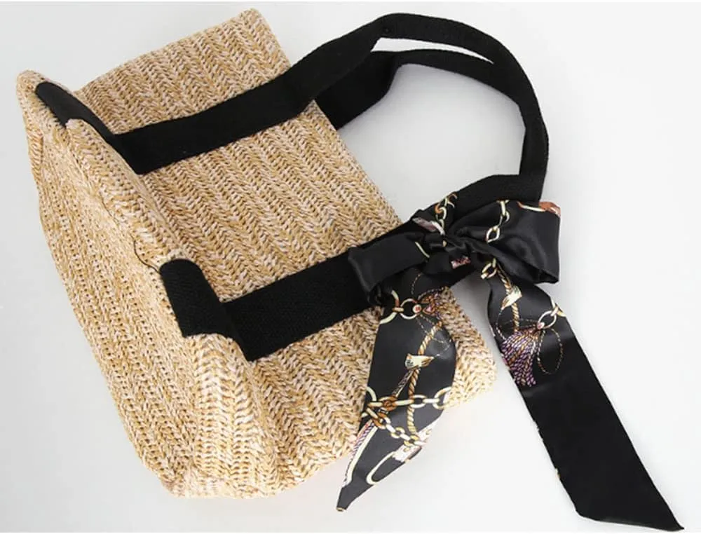 YAQUNICER Women Tote Bag Faux Straw Handbag Fashion Beach Bags Bucket Bags Purse